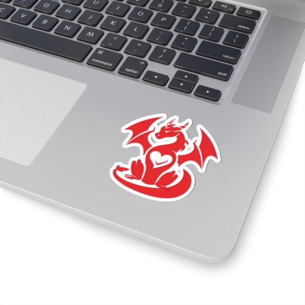 Red Dragon Heart Kiss-Cut Sticker - Fantasy Decor for Laptops, Water Bottles & Gifts - Image 2