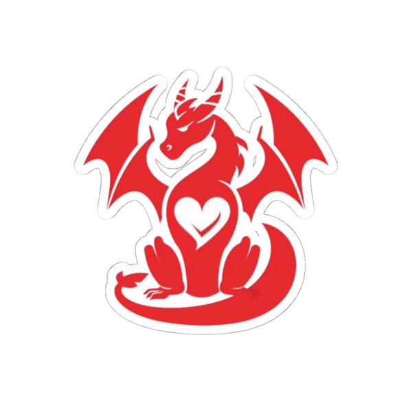 Red Dragon Heart Kiss-Cut Sticker - Fantasy Decor for Laptops, Water Bottles & Gifts