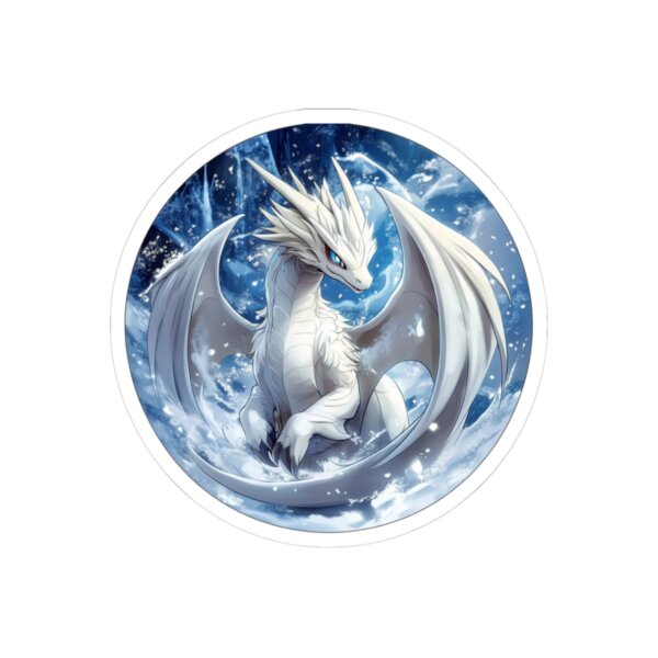 White Dragon & Ice Kiss-Cut Sticker - Fantasy Art for Laptop Decor & Gifts