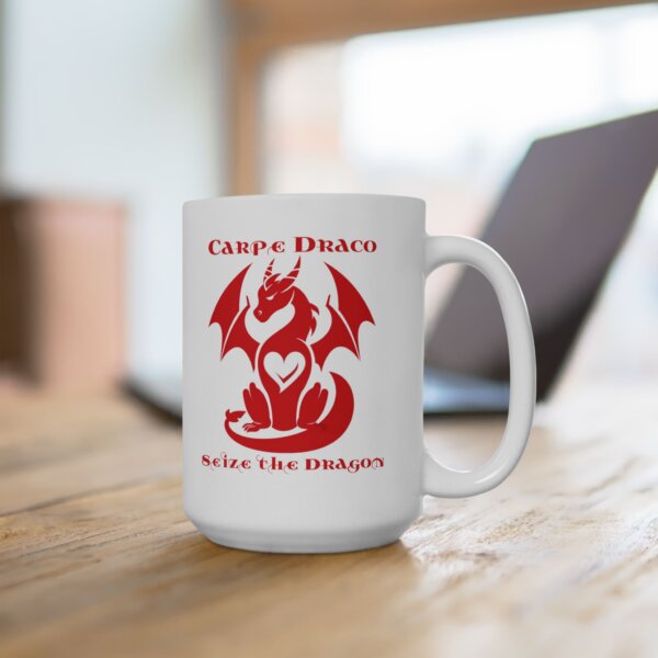Red Dragon Heart Ceramic Mug - "Carpe Draco - Seize the Dragon!" Design - 11oz & 15oz - Image 4