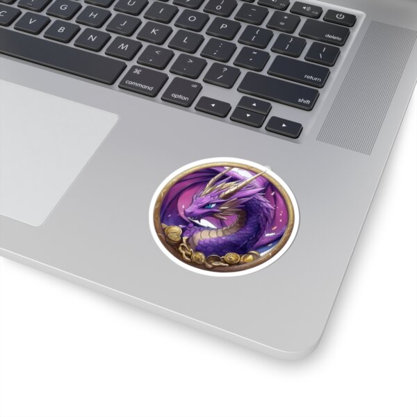 Purple Dragon & Treasure Kiss-Cut Sticker - Fantasy Art for Laptops, Water Bottles, and Gifts - Image 2