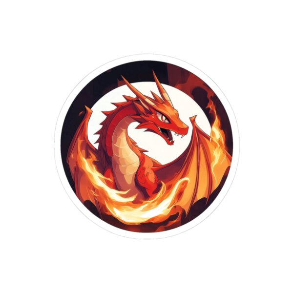 Red Dragon & Flames Kiss-Cut Sticker - Fantasy Art for Laptops, Water Bottles & Gifts