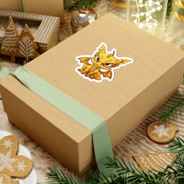 Cute Sassy Yellow Dragon - Kiss-Cut Stickers - Fantasy Art for Laptops, Notebooks & Gift Bags - Image 3
