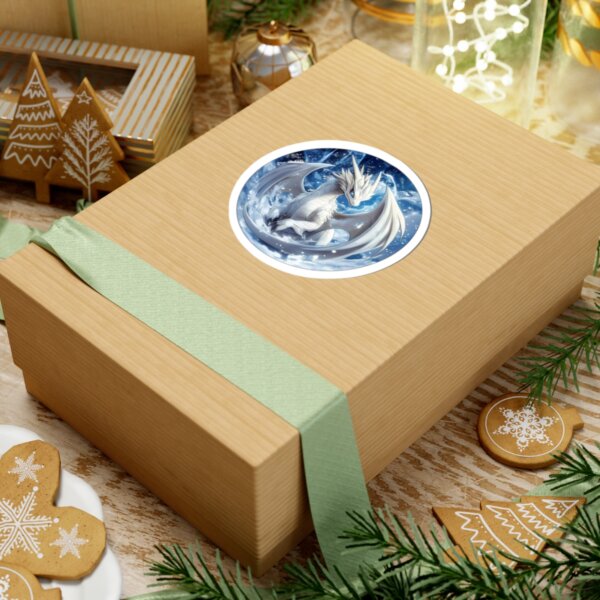 White Dragon & Ice Kiss-Cut Sticker - Fantasy Art for Laptop Decor & Gifts - Image 6