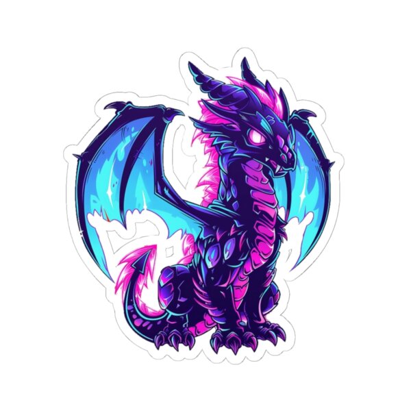 Cute Sassy Neon Dragon - Kiss-Cut Stickers - Vibrant Fantasy Art for Laptops & Journals - Image 4