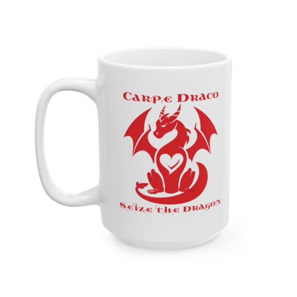 Red Dragon Heart Ceramic Mug - "Carpe Draco - Seize the Dragon!" Design - 11oz & 15oz - Image 3