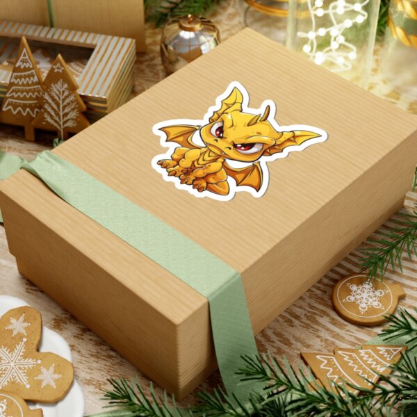 Cute Sassy Yellow Dragon - Kiss-Cut Stickers - Fantasy Art for Laptops, Notebooks & Gift Bags - Image 6