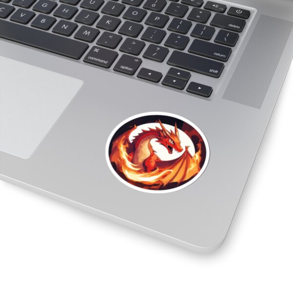 Red Dragon & Flames Kiss-Cut Sticker - Fantasy Art for Laptops, Water Bottles & Gifts - Image 2
