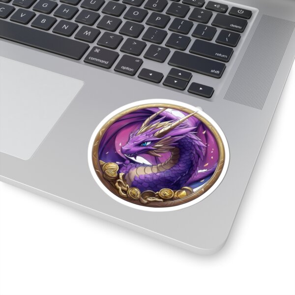 Purple Dragon & Treasure Kiss-Cut Sticker - Fantasy Art for Laptops, Water Bottles, and Gifts - Image 5