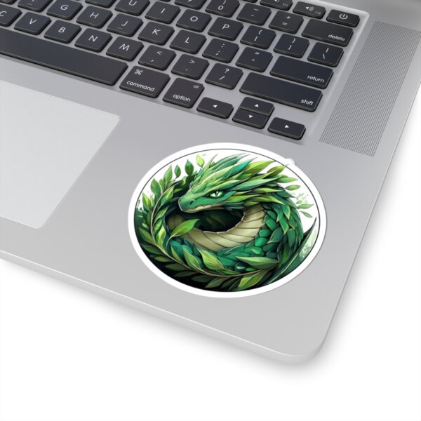 Green Nature Dragon & Leaves Kiss-Cut Sticker - Fantasy Art for Laptops, Water Bottles, and Gifts - Image 5