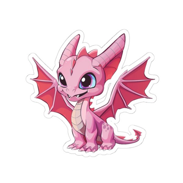Cute Sassy Pink Dragon - Kiss-Cut Stickers - Fantasy Art for Gamers and Kids - Image 4