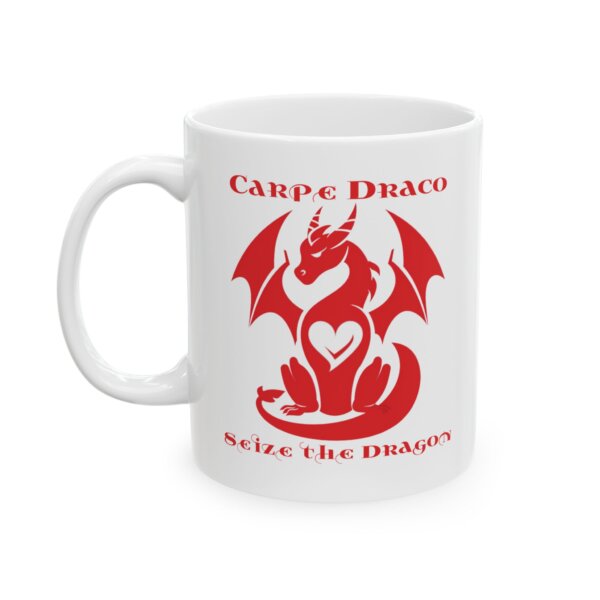 Red Dragon Heart Ceramic Mug - "Carpe Draco - Seize the Dragon!" Design - 11oz & 15oz