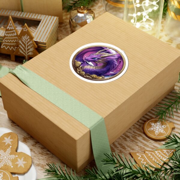 Purple Dragon & Treasure Kiss-Cut Sticker - Fantasy Art for Laptops, Water Bottles, and Gifts - Image 6