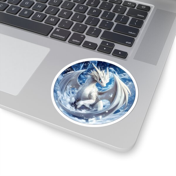 White Dragon & Ice Kiss-Cut Sticker - Fantasy Art for Laptop Decor & Gifts - Image 5