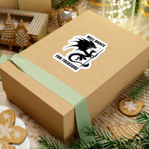 Dragon "Will Dance for Treasure" - Kiss-Cut Stickers - Fun Dragon Design for Laptop, Water Bottles & More - Image 6