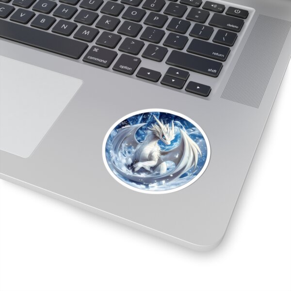 White Dragon & Ice Kiss-Cut Sticker - Fantasy Art for Laptop Decor & Gifts - Image 2