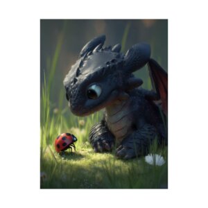 Enchanting Dragon & Ladybug Art Poster, Fantasy Wall Decor, Kids Room Artwork, Whimsical Home Decoration, Magical Gift Idea