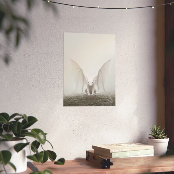 White Out Dragon Art Print - Matte Vertical Posters, Fantasy Wall Decor, Home Office Art, Gift for Dragon Lovers, Unique Room Accent - Image 2