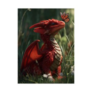 Whimsical Dragon & Butterfly Art Poster | Fantasy Wall Decor, Kids Room, Gift for Fantasy Lovers, Home Decoration, Dragon Enthusiast