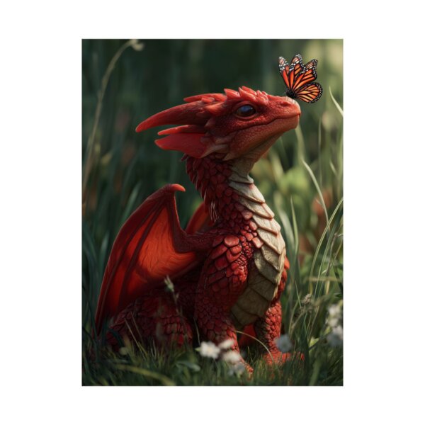 Whimsical Dragon & Butterfly Art Poster | Fantasy Wall Decor, Kids Room, Gift for Fantasy Lovers, Home Decoration, Dragon Enthusiast