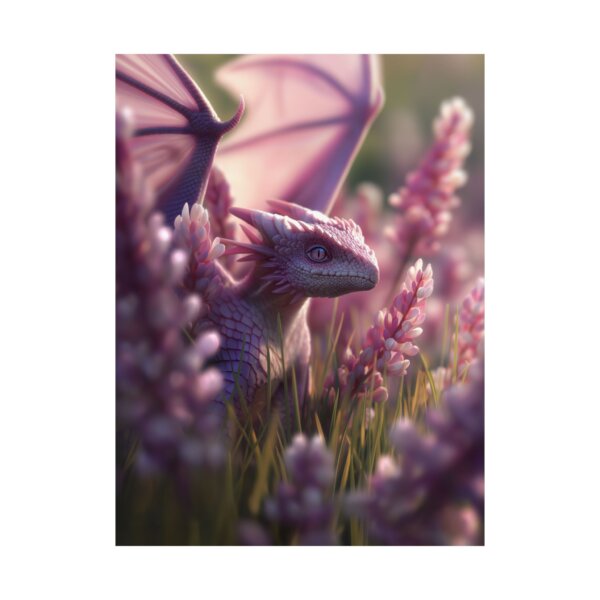 Whimsical Lilac Flower Dragon Poster - Enchanting Fantasy Wall Art