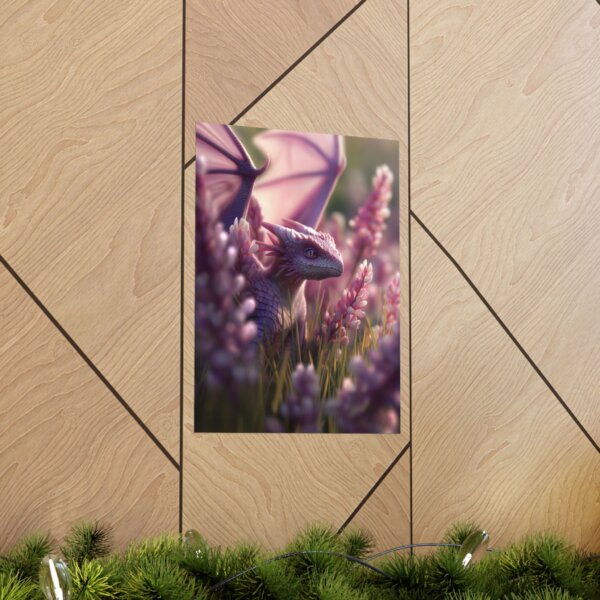 Whimsical Lilac Flower Dragon Poster - Enchanting Fantasy Wall Art - Image 2