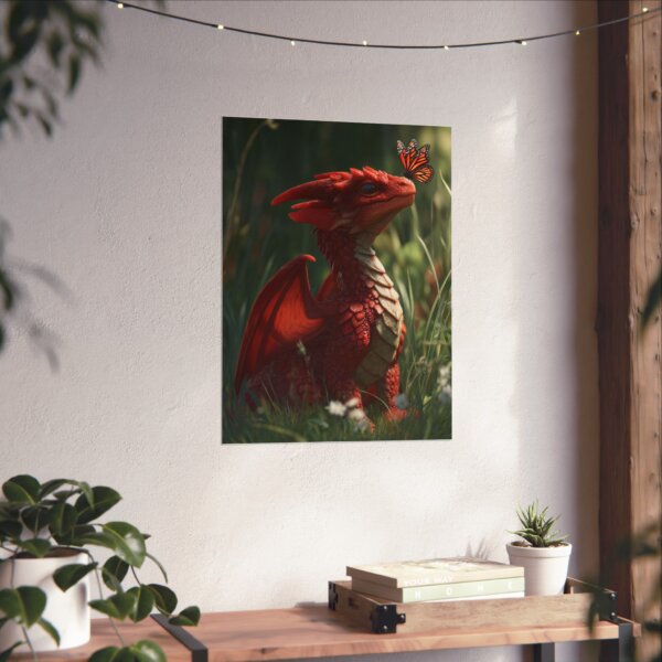 Whimsical Dragon & Butterfly Art Poster | Fantasy Wall Decor, Kids Room, Gift for Fantasy Lovers, Home Decoration, Dragon Enthusiast - Image 3