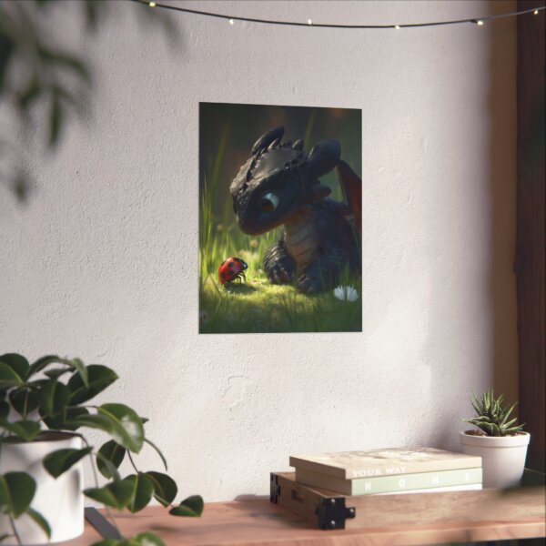 Enchanting Dragon & Ladybug Art Poster, Fantasy Wall Decor, Kids Room Artwork, Whimsical Home Decoration, Magical Gift Idea - Image 2