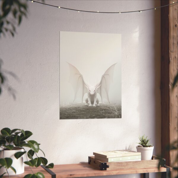 White Out Dragon Art Print - Matte Vertical Posters, Fantasy Wall Decor, Home Office Art, Gift for Dragon Lovers, Unique Room Accent - Image 3