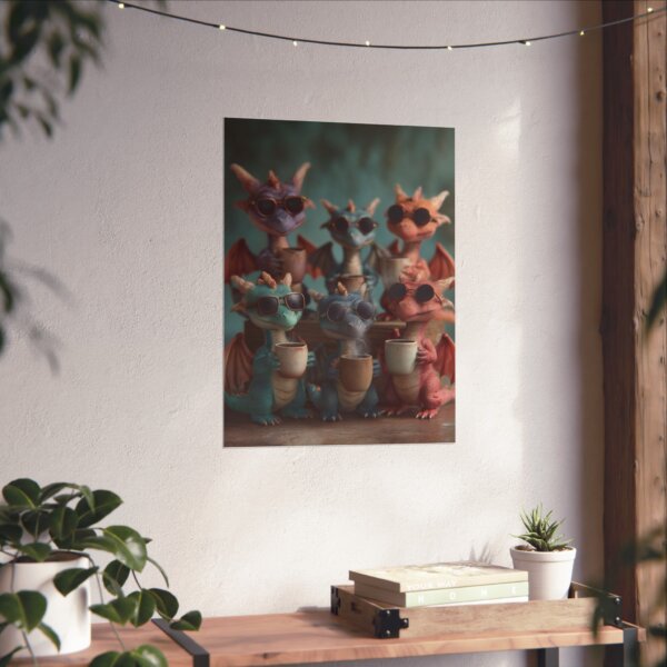 Cool Dragon Coffee Crew Matte Vertical Posters - Cute Wall Art, Fantasy Decor, Gift for Dragon Lovers, Unique Room Decor, Children's Room Art - Image 3