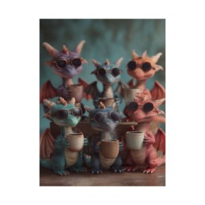 Cool Dragon Coffee Crew Matte Vertical Posters - Cute Wall Art, Fantasy Decor, Gift for Dragon Lovers, Unique Room Decor, Children's Room Art