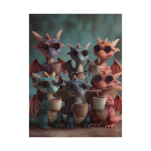 Cool Dragon Coffee Crew Matte Vertical Posters - Cute Wall Art, Fantasy Decor, Gift for Dragon Lovers, Unique Room Decor, Children's Room Art