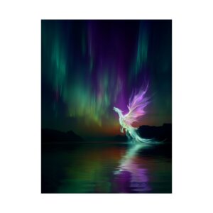 Aurora Northern Lights Dragon Matte Vertical Poster, Enchanted Wall Art, Celestial Home Decor, Fantasy Print, Gift for Dreamers