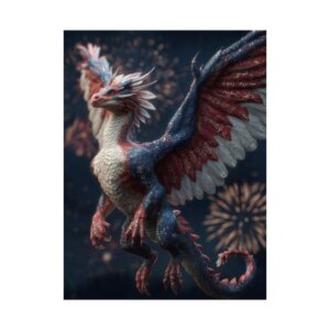 Independence Day Dragon Wall Art, Matte Vertical Posters, Magical Home Decor, Dragon Lover Gift, Fantasy Art Print, Unique Wall Decoration