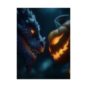 Halloween Dragon and Pumpkin Matte Vertical Poster - Jack-o-Lantern - Face-Off