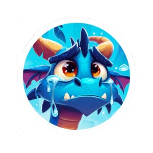 Sad Dragon Emoji - Kiss-Cut Stickers - Perfect for Kids and Fantasy Lovers