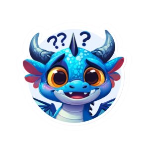 Confused Dragon Emoji - Kiss-Cut Stickers for Fun Personalization