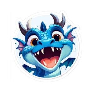 Happy Dragon Emoji - Kiss-Cut Stickers - Fun Decorative Design for Kids & Gamers