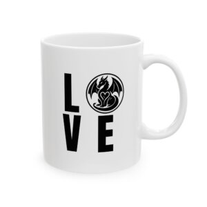 Dragon 'Love' Mug — Fantasy Dragonheart Ceramic Coffee Cup (11oz & 15oz)