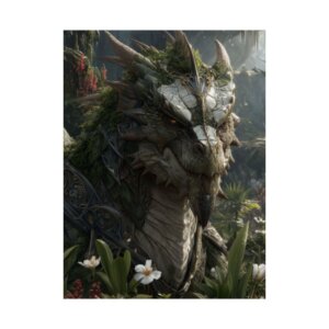 Green Forest Dragon Portrait Matte Poster - Fantasy Dragon Wall Art (Vertical)
