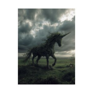 Mystic Green Unicorn Matte Vertical Poster - Dark Fantasy Wall Art