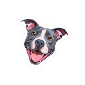 Happy Pitbull Dog Kiss-Cut Sticker — Cute Dog Vinyl Decal