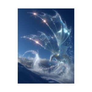 Winter Shine Ice Dragon Poster - Crystal and Snow Dragon Wall Art