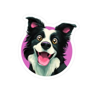Happy Border Collie Kiss-Cut Sticker — Cute Dog Laptop Decal