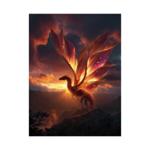Sunrise Dragon Poster — Beautiful Vertical Matte Fantasy Wall Art