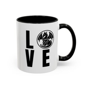 Dragon 'Love' Accent Coffee Mug – Fantasy Dragonheart Ceramic Coffee Cup (11oz & 15oz)