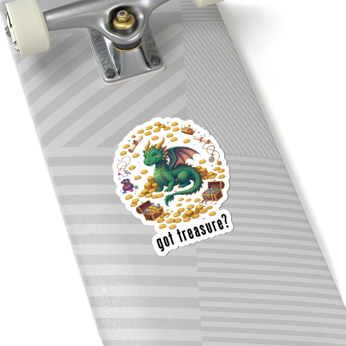 Got Treasure Dragon Sticker - Cute Green Dragon on Gold Hoard with “got treasure?” - Image 6