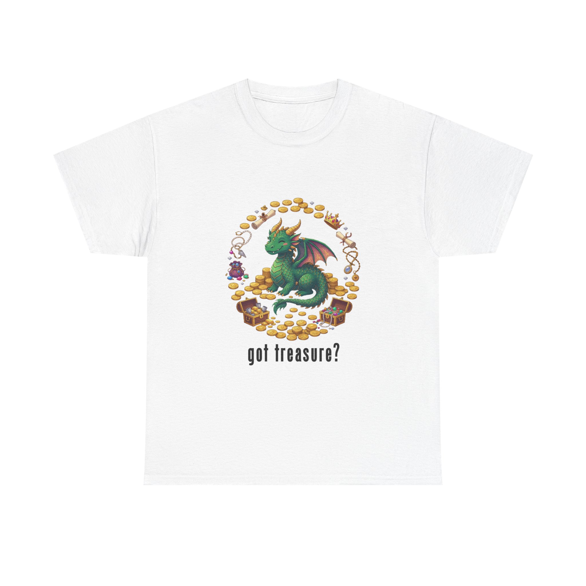 Got Treasure Dragon T-Shirt - Cute Dragon Hoard 'got treasure?' Graphic Tee - Image 13