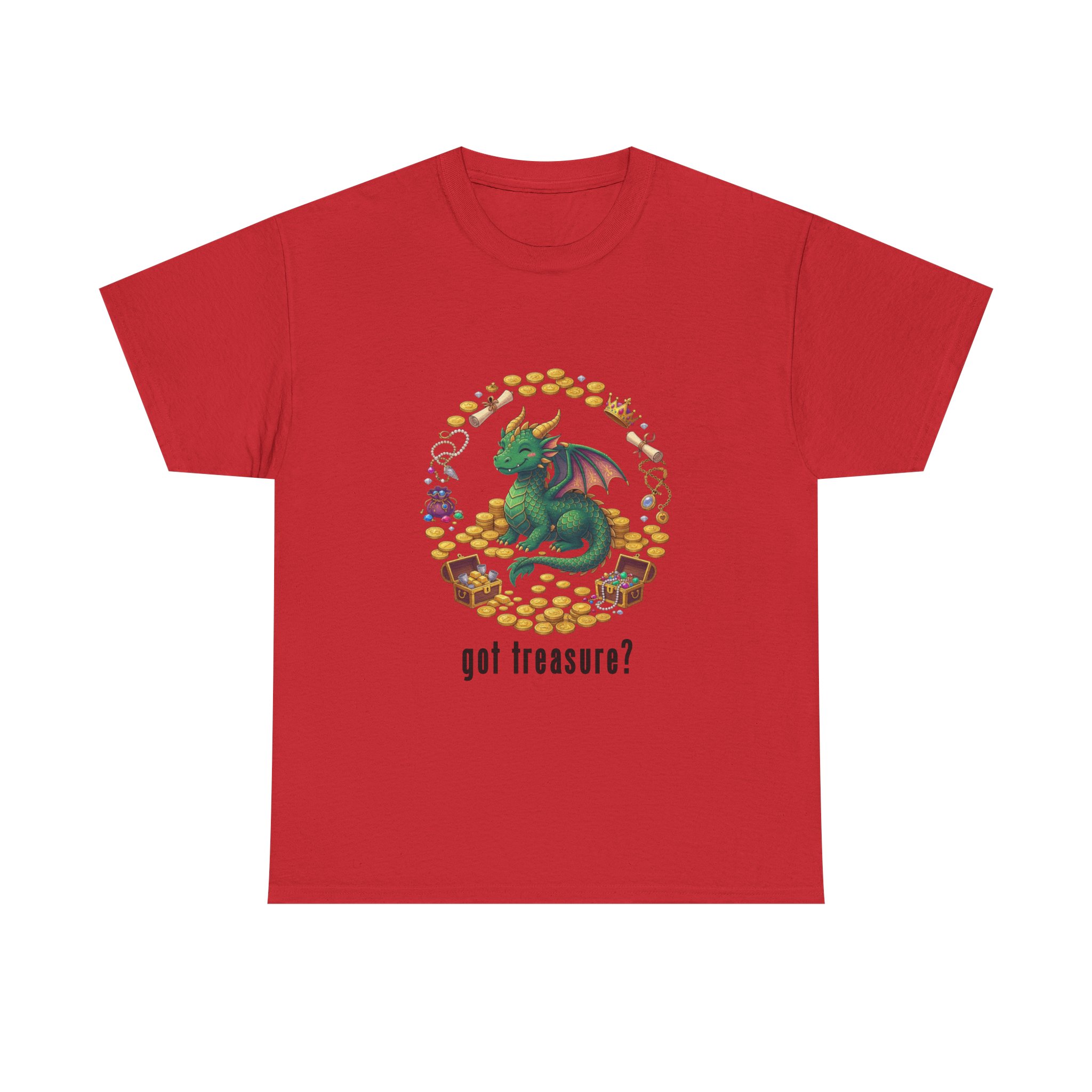 Got Treasure Dragon T-Shirt - Cute Dragon Hoard 'got treasure?' Graphic Tee - Image 10