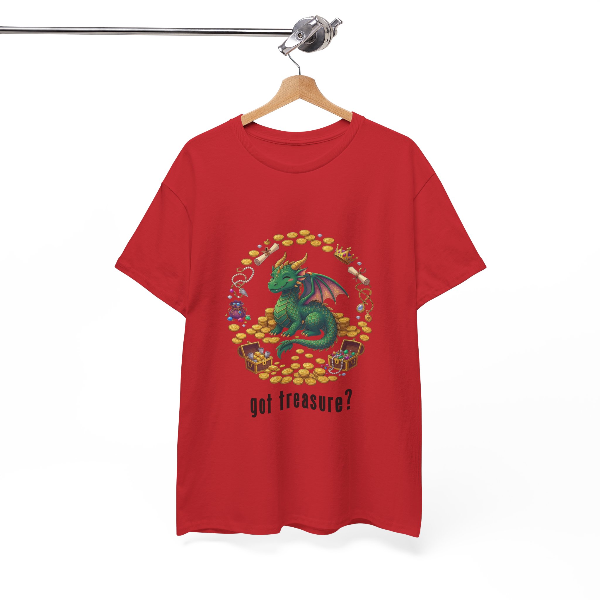 Got Treasure Dragon T-Shirt - Cute Dragon Hoard 'got treasure?' Graphic Tee - Image 12